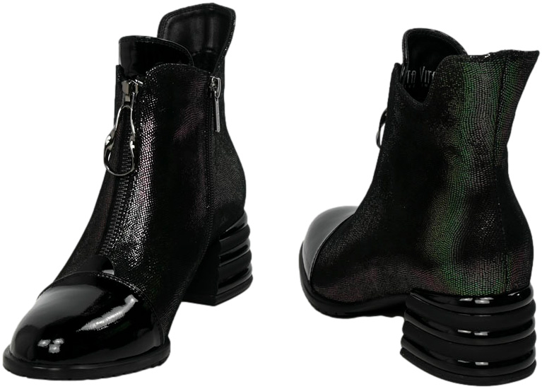 Botki Modne Loretta Vitale C2439602 Black Patent Skóra Naturalna