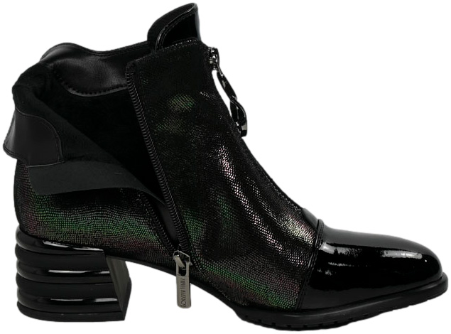 Botki Modne Loretta Vitale C2439602 Black Patent Skóra Naturalna