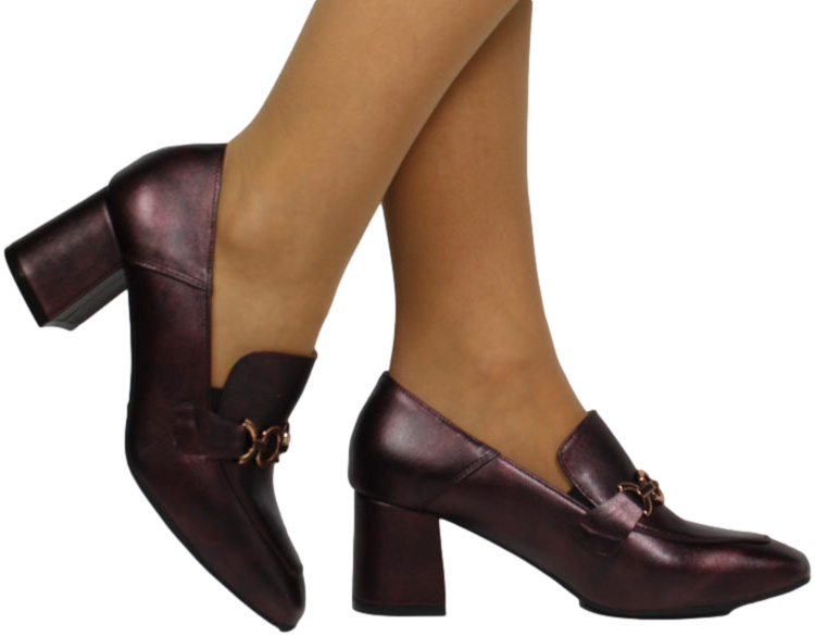 Czółenka Eleganckie Korda 2521 Bordo BLT Skóra Naturalna