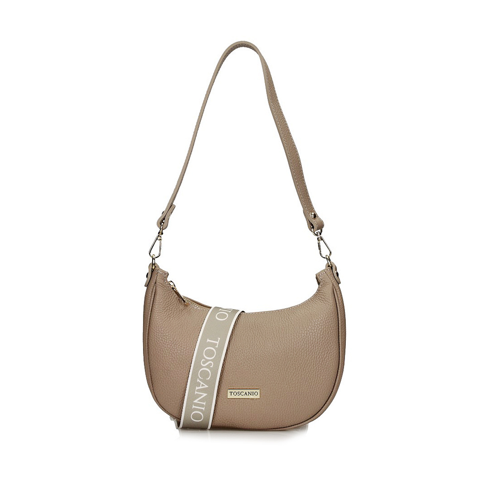 Torebka Toscanio E71 Beż D05 Skóra Naturalna Licowa Groszek