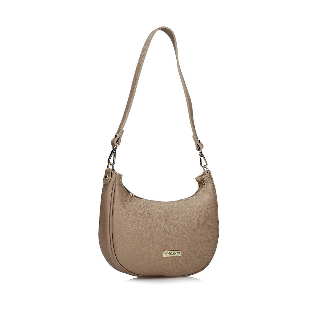 Torebka Toscanio E71 Beż D05 Skóra Naturalna Licowa Groszek