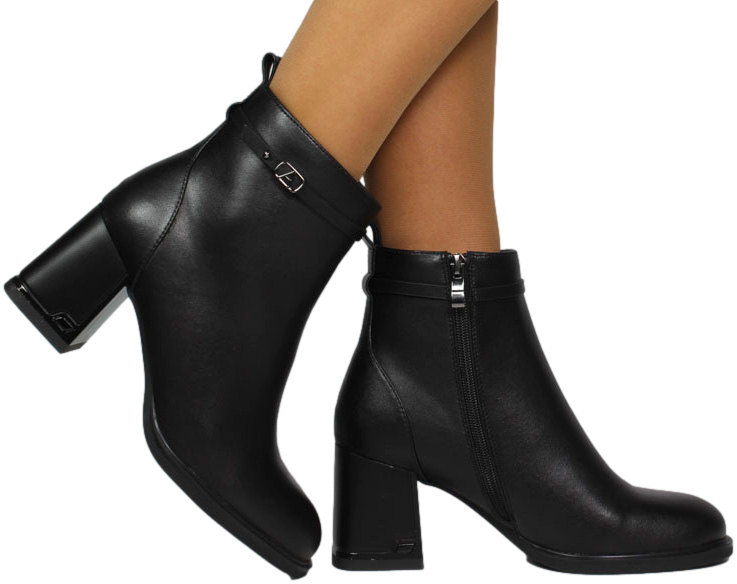 Botki Stylowe Filippo DBT6544-24 BK Czarne Skóra Naturalna