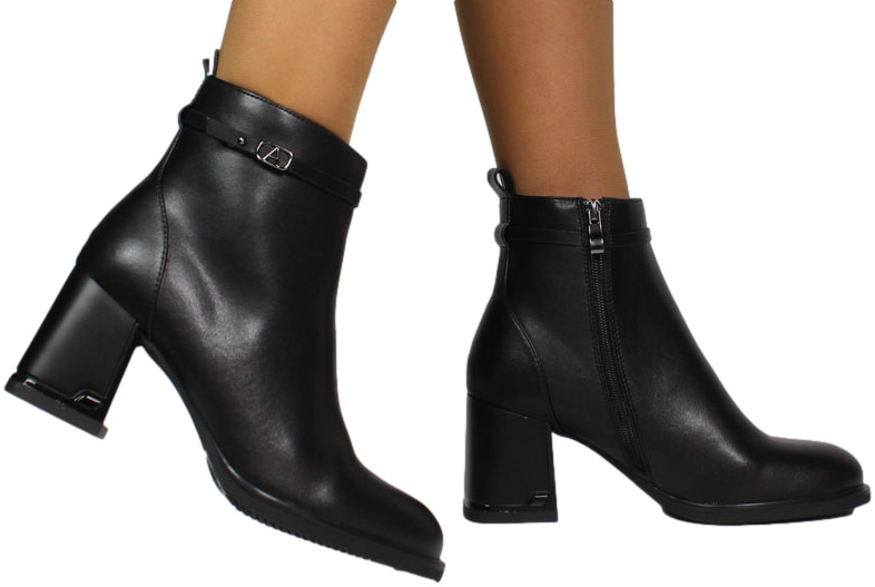 Botki Stylowe Filippo DBT6544-24 BK Czarne Skóra Naturalna