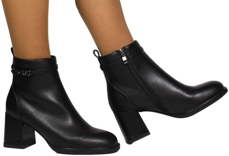 Botki Stylowe Filippo DBT6544-24 BK Czarne Skóra Naturalna