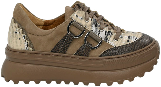 Sneakersy Modne Maciejka 06562-10 00-8 Ciemny Beż Skóra Naturalna