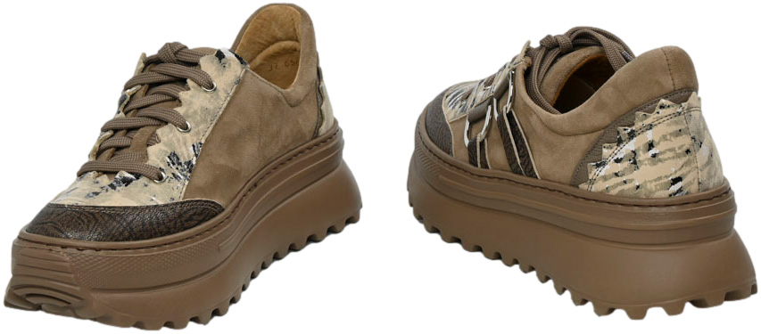 Sneakersy Modne Maciejka 06562-10 00-8 Ciemny Beż Skóra Naturalna