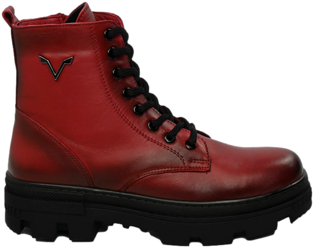 Trzewiki Stylowe Vacarro 490 Red Czerwone Skóra Naturalna