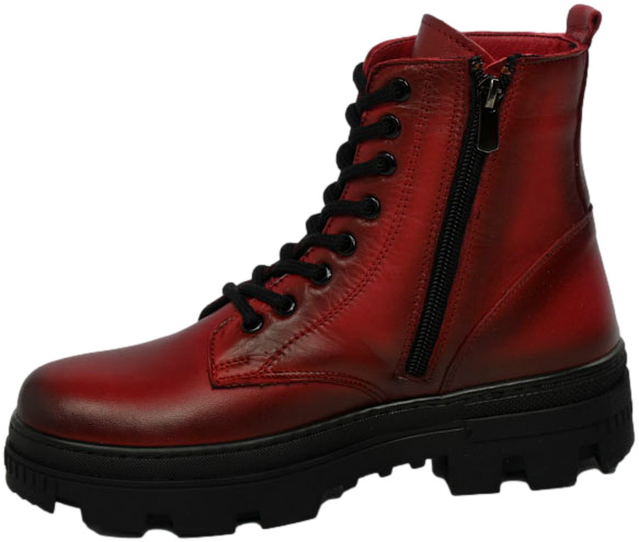Trzewiki Stylowe Vacarro 490 Red Czerwone Skóra Naturalna