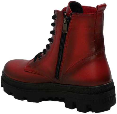 Trzewiki Stylowe Vacarro 490 Red Czerwone Skóra Naturalna