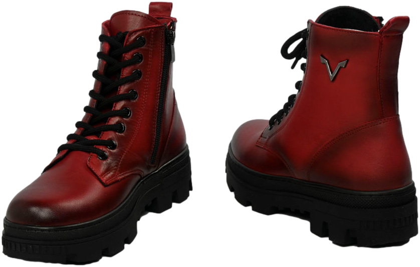Trzewiki Stylowe Vacarro 490 Red Czerwone Skóra Naturalna
