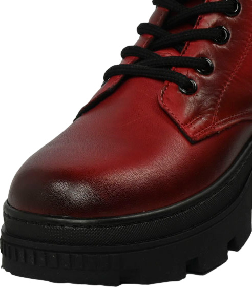 Trzewiki Stylowe Vacarro 490 Red Czerwone Skóra Naturalna