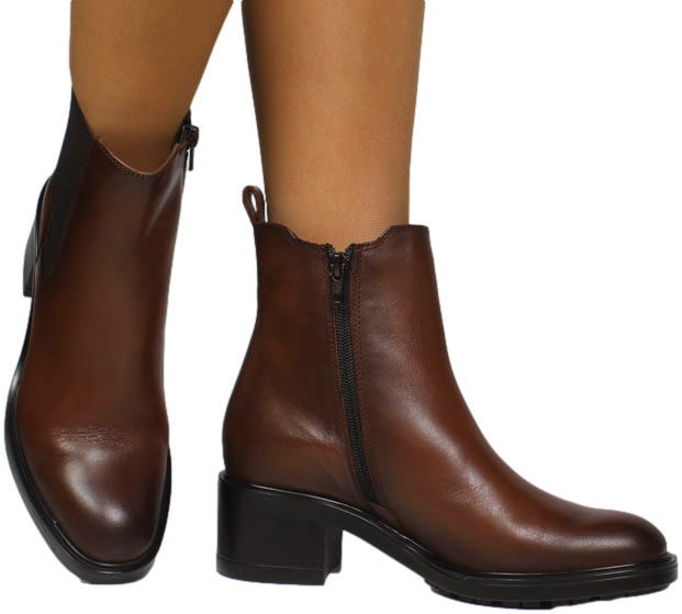 Botki Modne Tamaris 1-25016-43 305 Cognac Skóra Naturalna