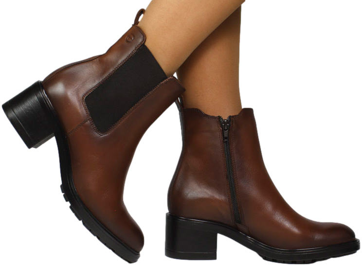 Botki Modne Tamaris 1-25016-43 305 Cognac Skóra Naturalna