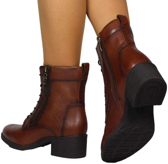 Botki Stylowe Tamaris 1-25130-43 305 Cognac Brązowe Skóra Naturalna