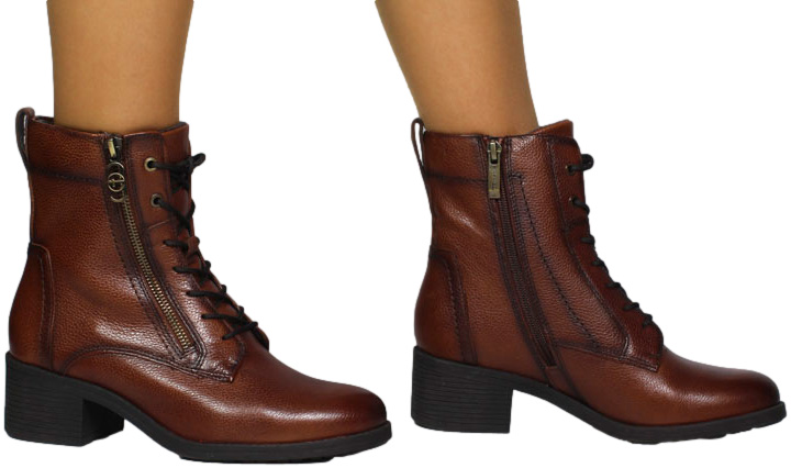 Botki Stylowe Tamaris 1-25130-43 305 Cognac Brązowe Skóra Naturalna