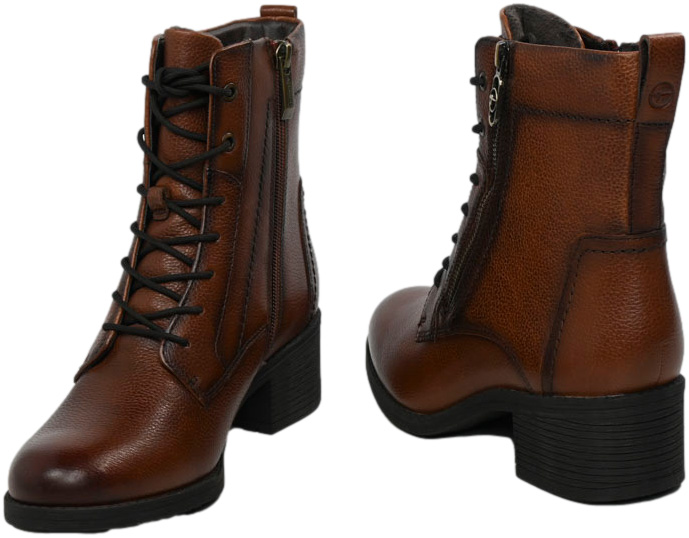 Botki Stylowe Tamaris 1-25130-43 305 Cognac Brązowe Skóra Naturalna