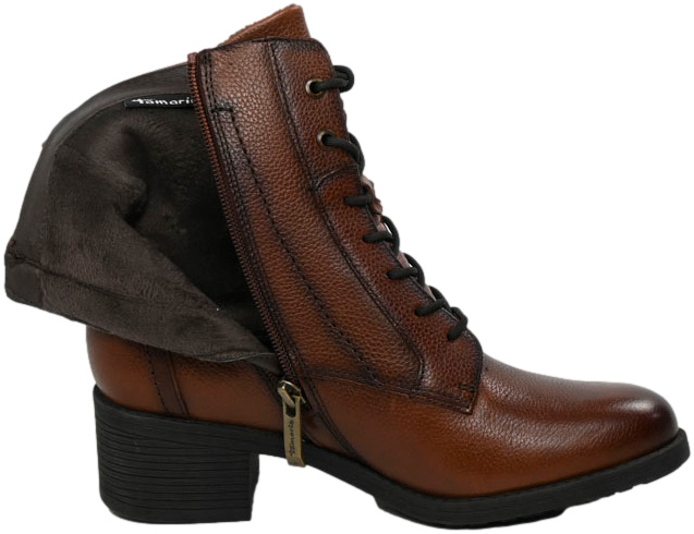 Botki Stylowe Tamaris 1-25130-43 305 Cognac Brązowe Skóra Naturalna