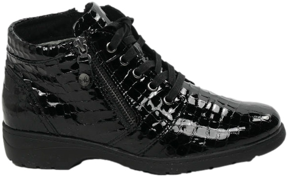 Trzewiki Stylowe Caprice 9-25152-41 Black Croco Skóra Naturalna