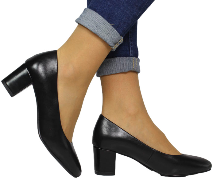 Czółenka Modne Marco Tozzi 2-22433-43 001 Black Skóra Naturalna