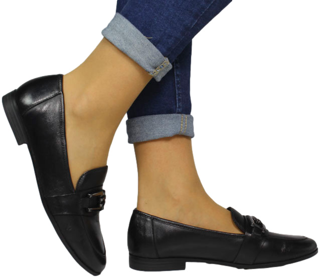 Mokasyny Stylowe Marco Tozzi 2-24201 001 Black Skóra Naturalna