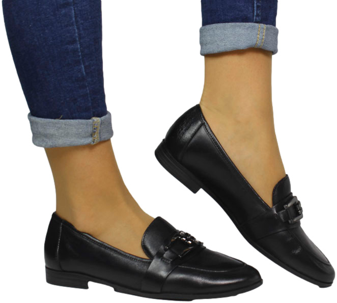 Mokasyny Stylowe Marco Tozzi 2-24201 001 Black Skóra Naturalna