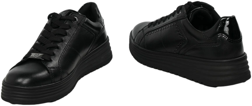Sneakersy Stylowe Marco Tozzi 2-23787-43 098 Black Skóra Naturalna