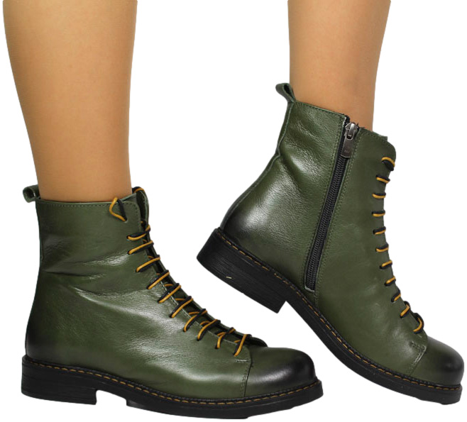 Trzewiki Wygodne Venezia M011LEGROBB058 Zielona Skóra Naturalna
