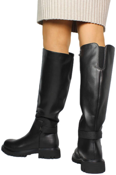 Kozaki Wygodne Sokolski HW Z24-552 BLK Skóra Naturalna Czarne