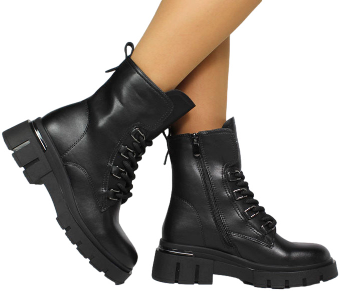 Trzewiki Stylowe Sokolski HW Z24-525 BLK Skóra Naturalna