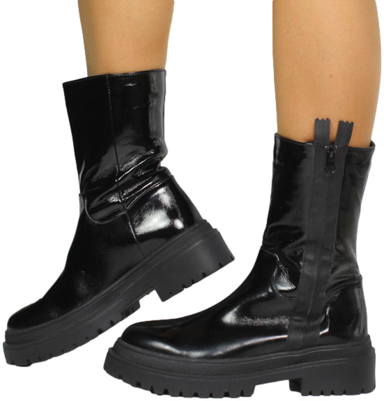 Trzewiki Modne Boccato 267-6014 Black Patent Skóra Naturalna_TN