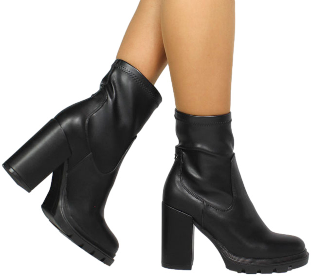 Botki Eleganckie GiosEppo 67452 Black Czarne Skóra Naturalna _TN
