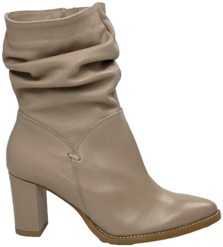Botki Eleganckie Euromoda Shoes DIPR 1184 N Cappuccino Groszek Skóra Naturalna
