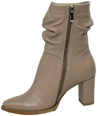 Botki Eleganckie Euromoda Shoes DIPR 1184 N Cappuccino Groszek Skóra Naturalna
