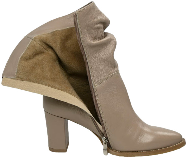 Botki Eleganckie Euromoda Shoes DIPR 1184 N Cappuccino Groszek Skóra Naturalna