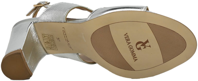 Sandały Modne Prestige 2081 OBL/N Srebro Lico Skóra Naturalna_TN