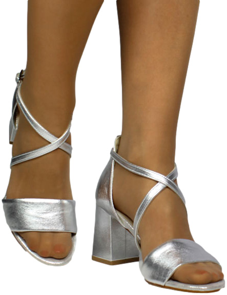 Sandały Stylowe Uncome 34314 Silver Skóra Naturalna_TN