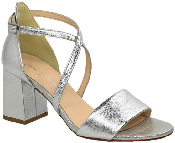 Sandały Stylowe Uncome 34314 Silver Skóra Naturalna_TN
