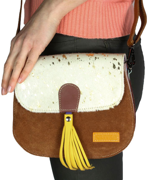 Torebka Wykonana Ręcznie Olivka 200010-1 Agnieszka Multikolor Skóra Naturalna