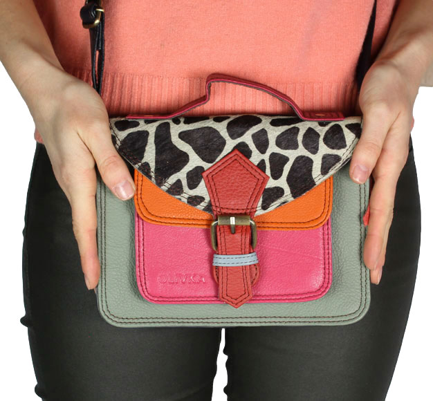 Torebka Wykonana Ręcznie Olivka 100064W-1 Tina Multikolor Skóra Naturalna