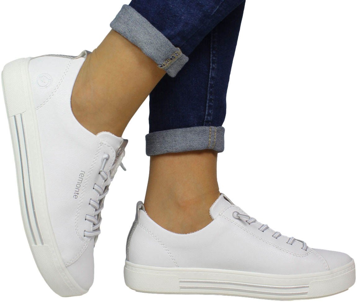 Sneakersy Stylowe Remonte D0913-80 White Białe Skóra Naturalna