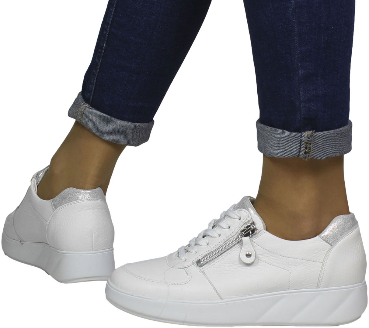 Sneakersy Wygodne Waldlaufer 622003 200 663 White Białe Skóra Naturalna