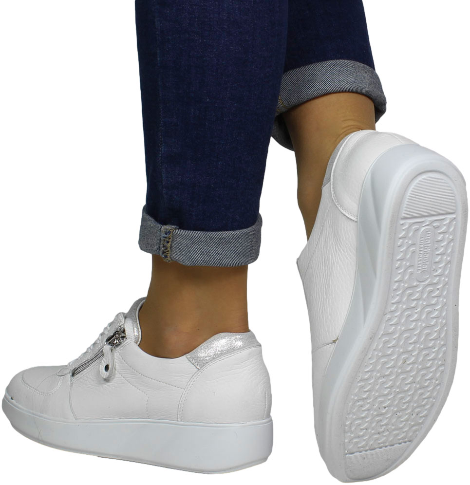Sneakersy Wygodne Waldlaufer 622003 200 663 White Białe Skóra Naturalna