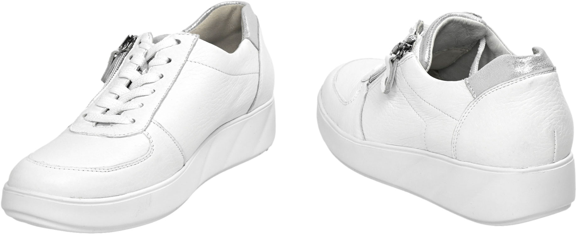Sneakersy Wygodne Waldlaufer 622003 200 663 White Białe Skóra Naturalna