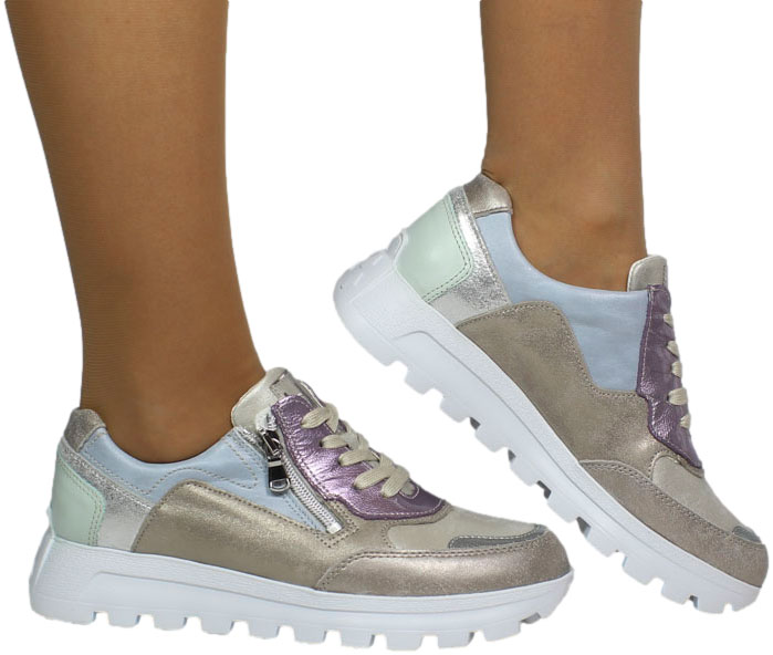 Sneakersy Wygodne Waldlaufer 993004 906 349 H-Ajala Poison Bronx Skóra Naturalna
