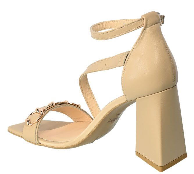 Sandały Eleganckie Uncome 36254 Nude Skóra Naturalna_TN