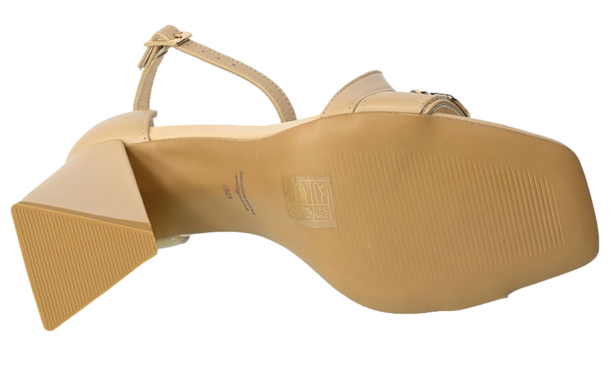 Sandały Eleganckie Uncome 36254 Nude Skóra Naturalna_TN