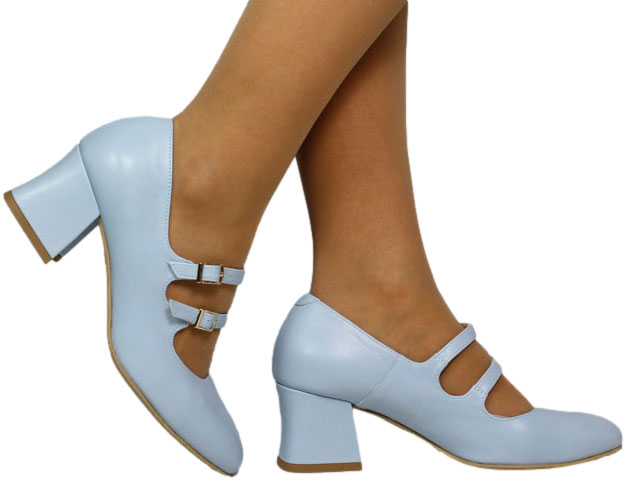 Czółenka Stylowe Tomex 1666 Baby Blue Niebieskie  Skóra Naturalna
