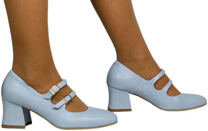 Czółenka Stylowe Tomex 1666 Baby Blue Niebieskie  Skóra Naturalna