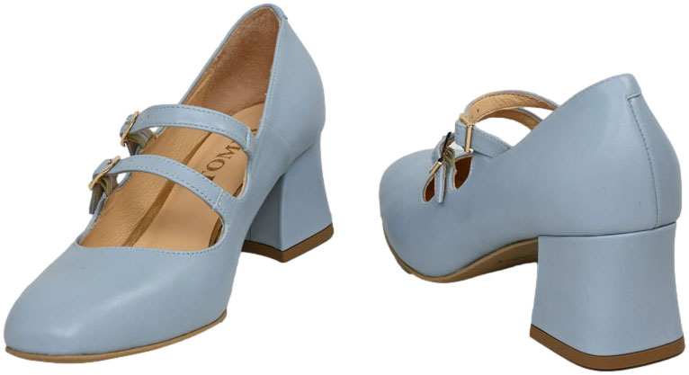 Czółenka Stylowe Tomex 1666 Baby Blue Niebieskie  Skóra Naturalna
