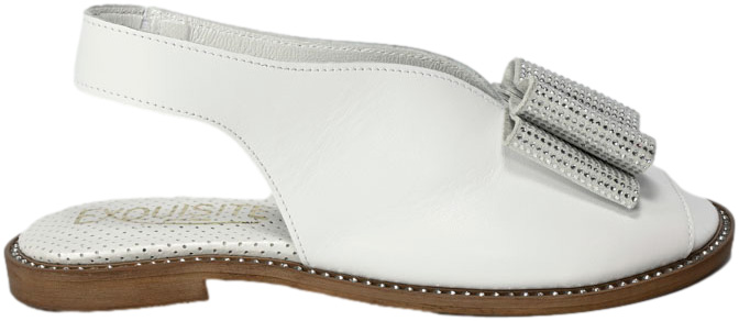 Sandały Eleganckie Exquisite 1361 Białe Lico 2 Skóra Naturalna_TN